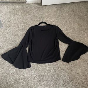 Black Long Sleeve Blouse with Flute Sleeves. US 4. Like New